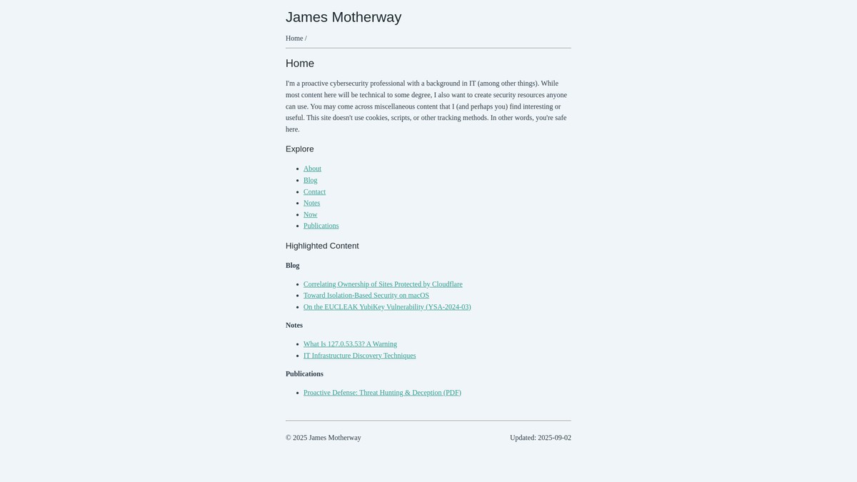 jamesmotherway.com screenshot
