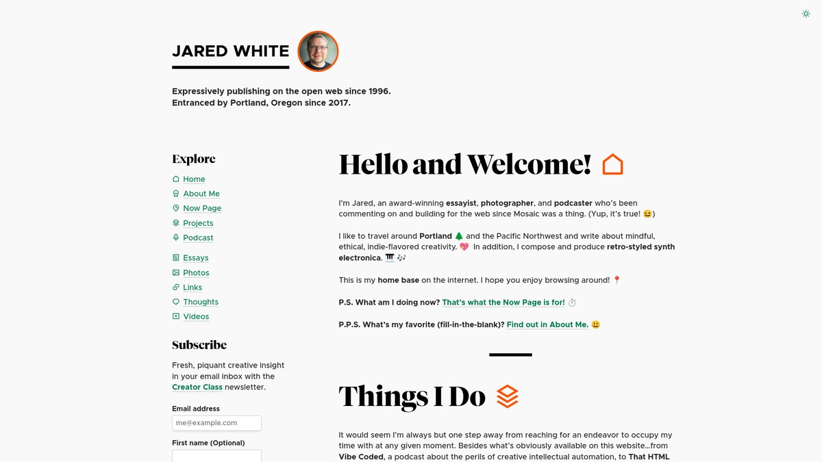 Screenshot of jaredwhite.com