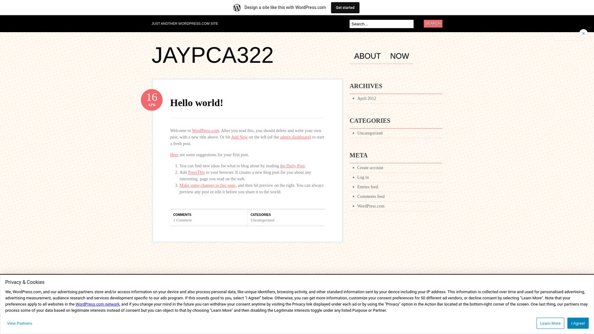 Screenshot of jaypca322.wordpress.com