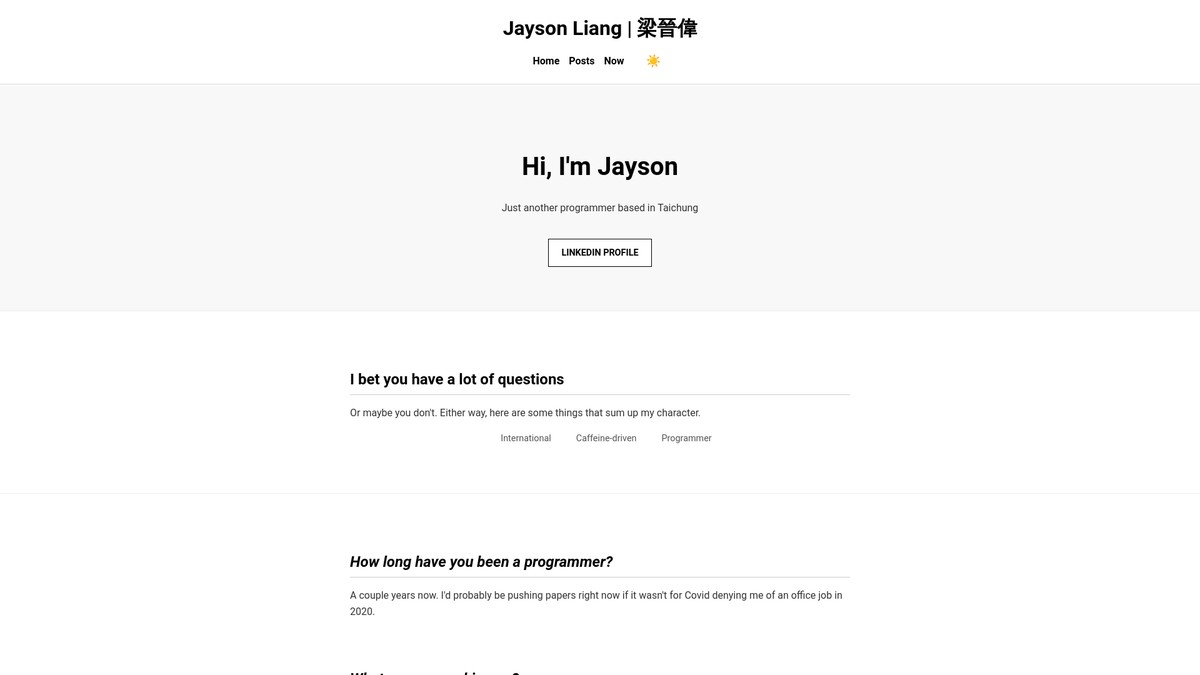 jaysonliang.com screenshot