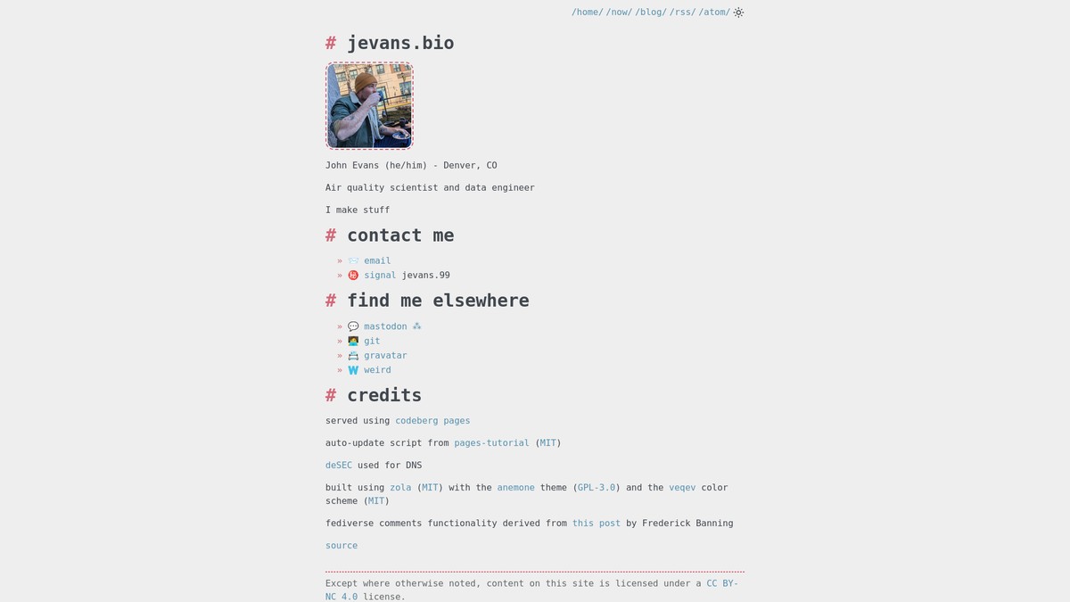 jevans.bio screenshot