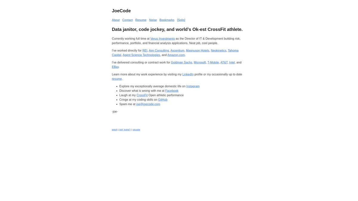 joecode.com screenshot