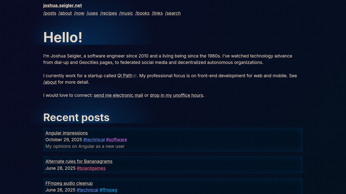 joshua.seigler.net screenshot