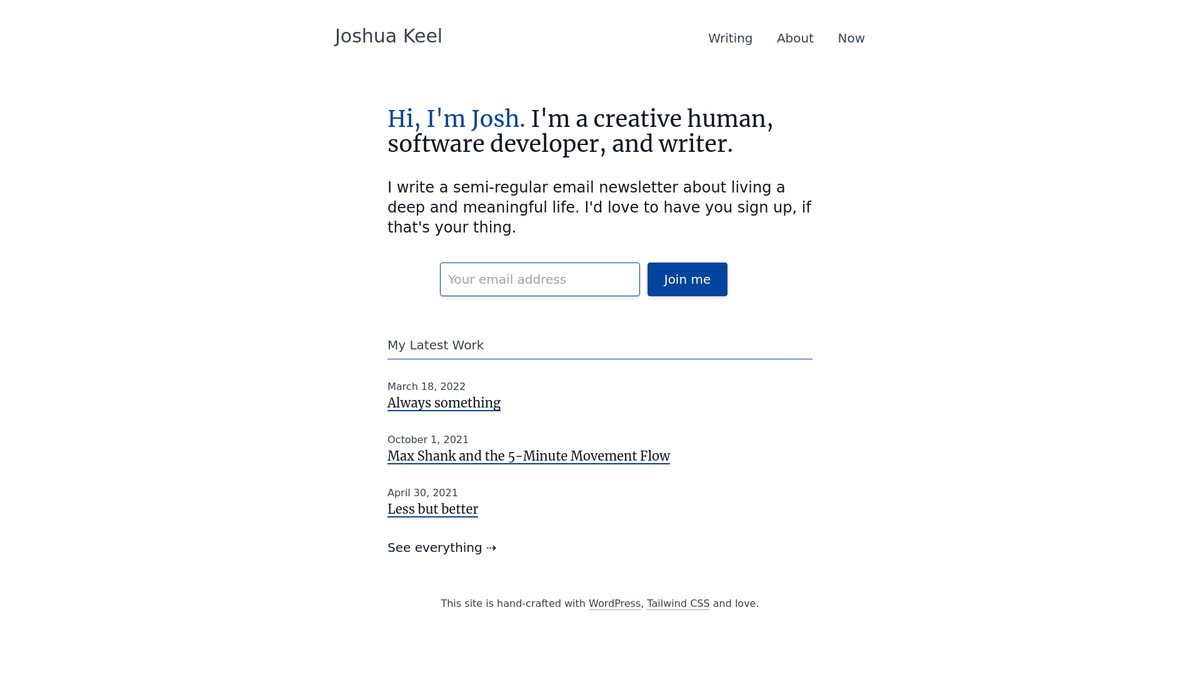 joshuakeel.com screenshot