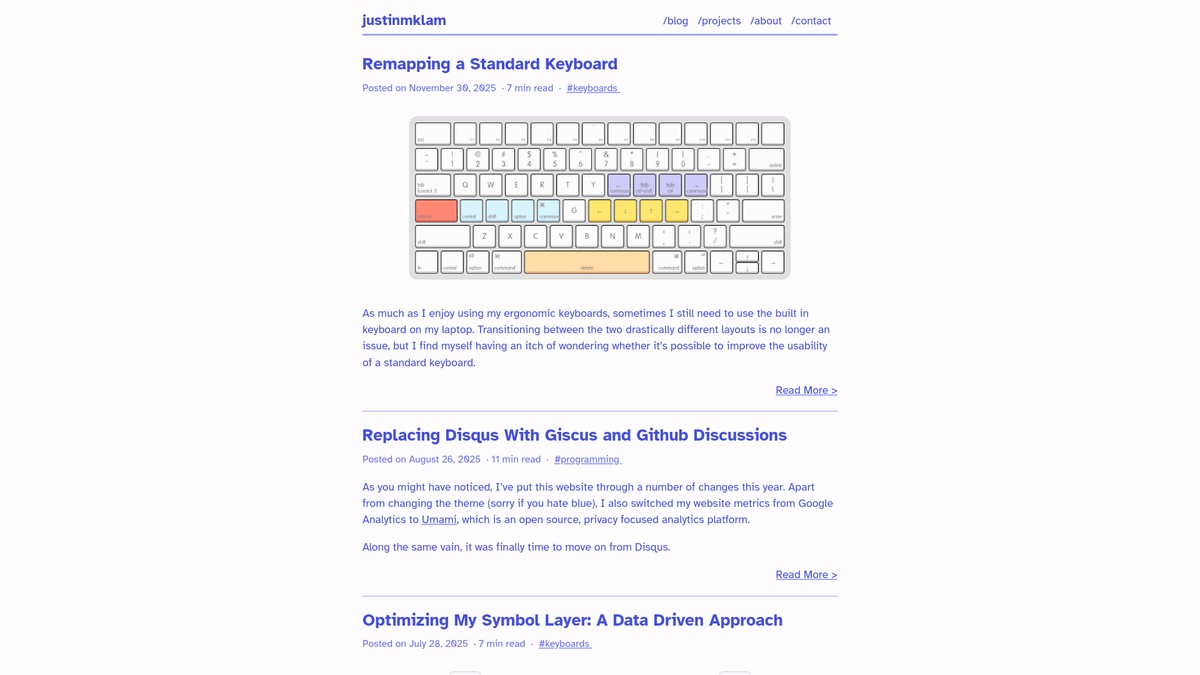 justinmklam.com screenshot