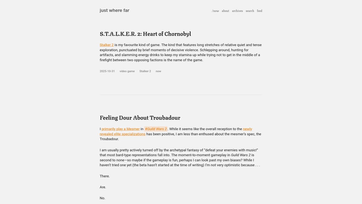 justwherefar.com screenshot