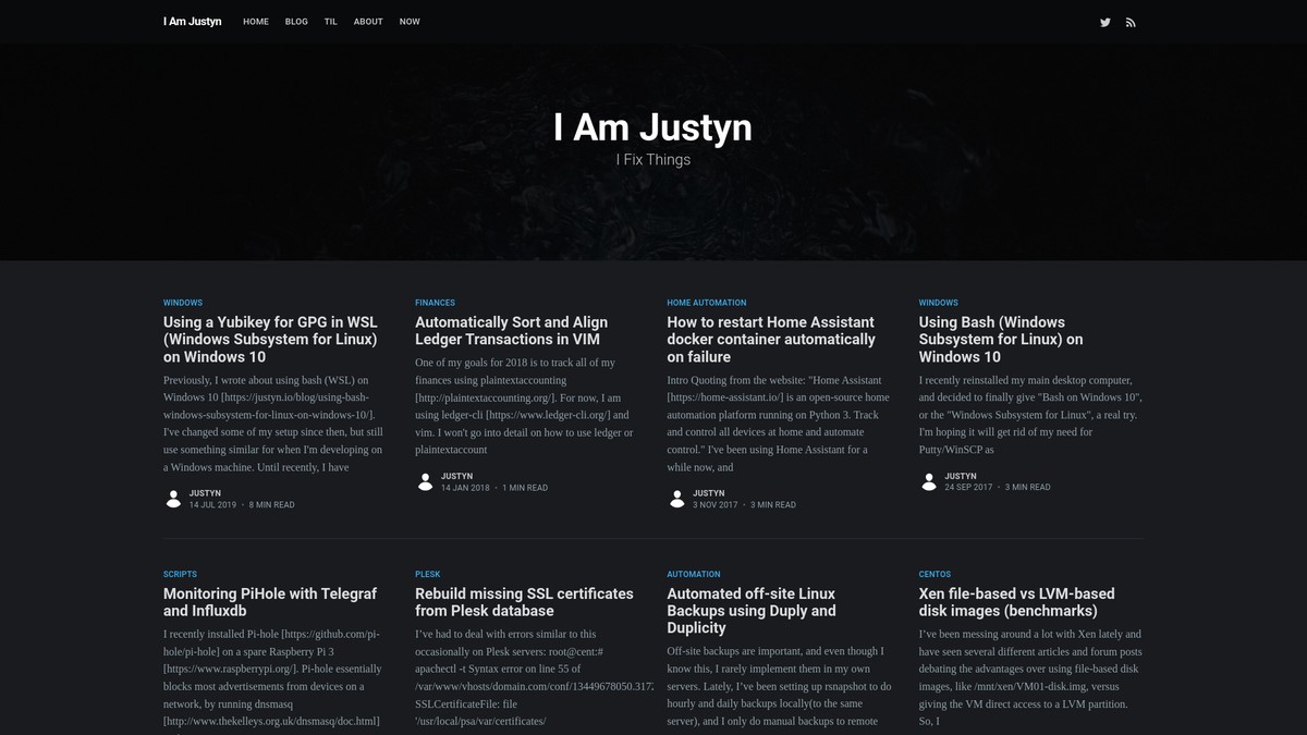 justyn.io screenshot