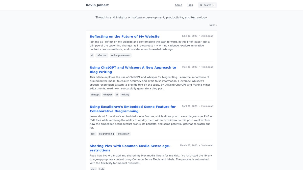 kevinjalbert.com screenshot