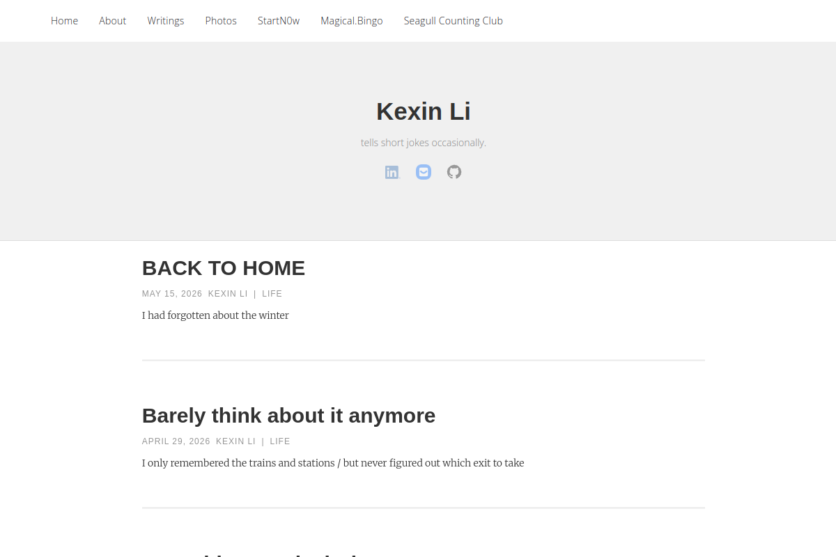 kexinli.ca screenshot