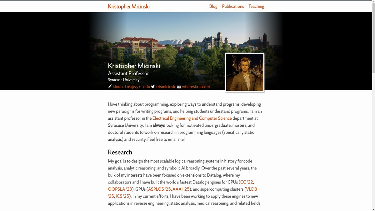 kmicinski.com screenshot
