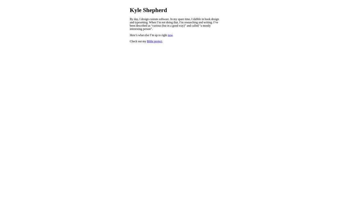 kyleshepherd.co screenshot