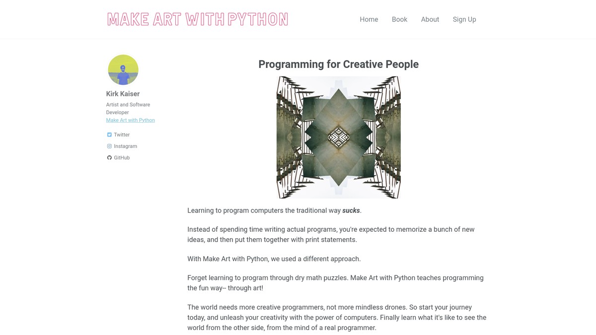 makeartwithpython.com screenshot