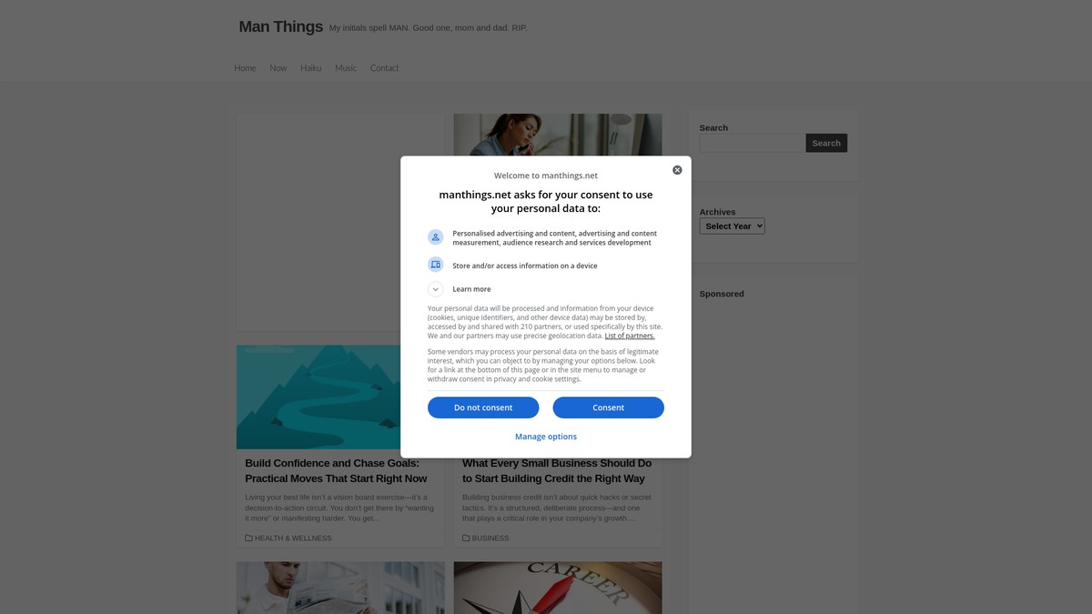 Screenshot of manthings.net