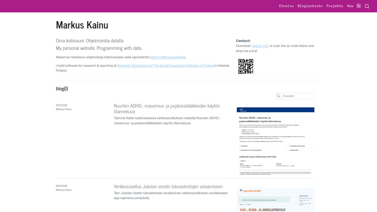 markuskainu.fi screenshot