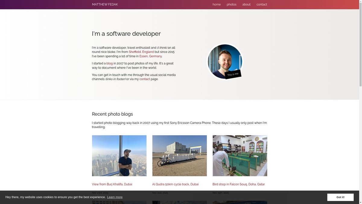 matthewfedak.co.uk screenshot
