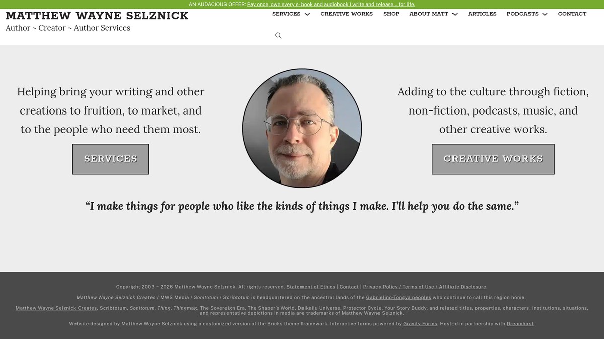 Screenshot of mattselznick.com