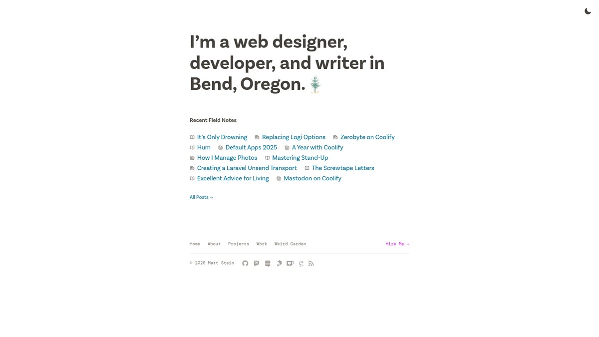 Screenshot of mattstein.com