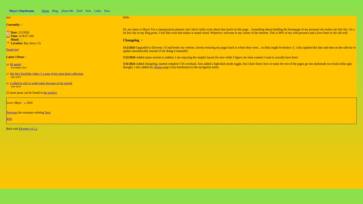 mayasdaydreams.com screenshot