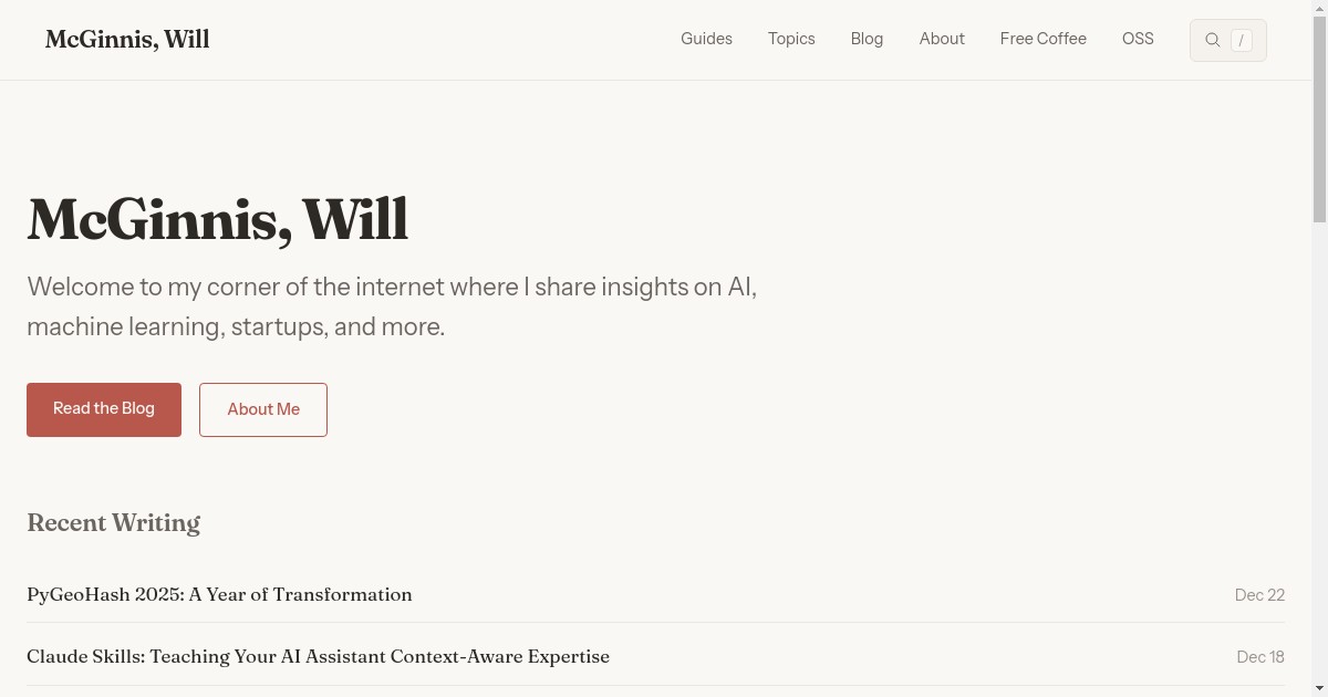 mcginniscommawill.com screenshot