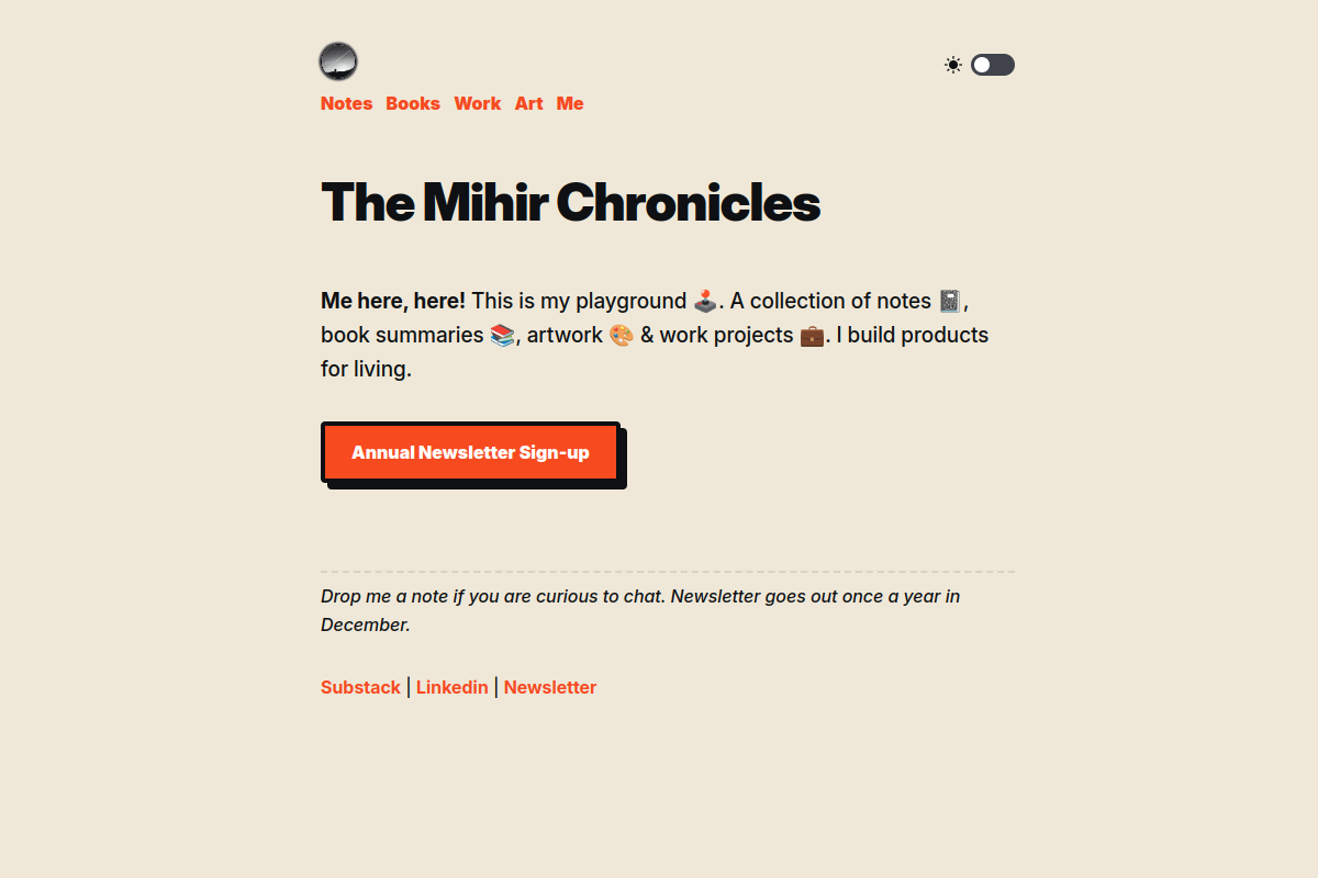 mihirchronicles.com screenshot