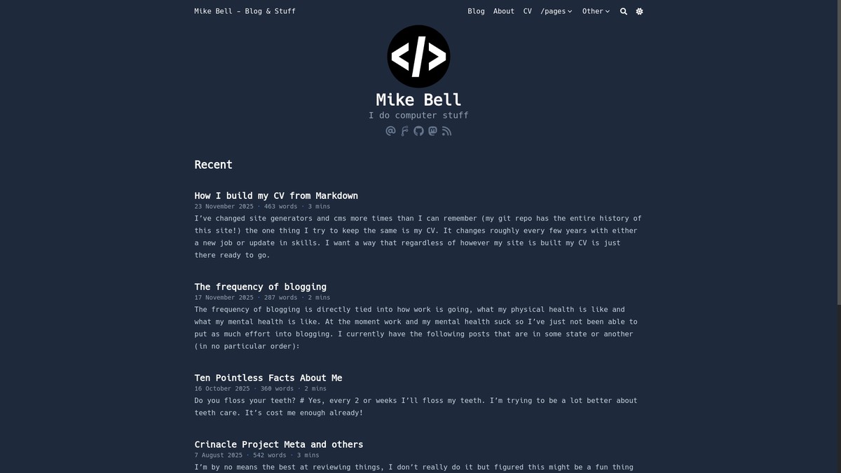 mikebell.io screenshot