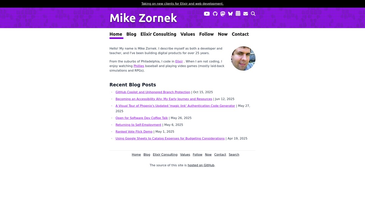 mikezornek.com screenshot
