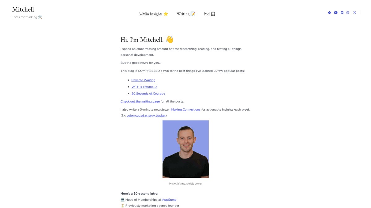 Screenshot of mitchelllandon.com
