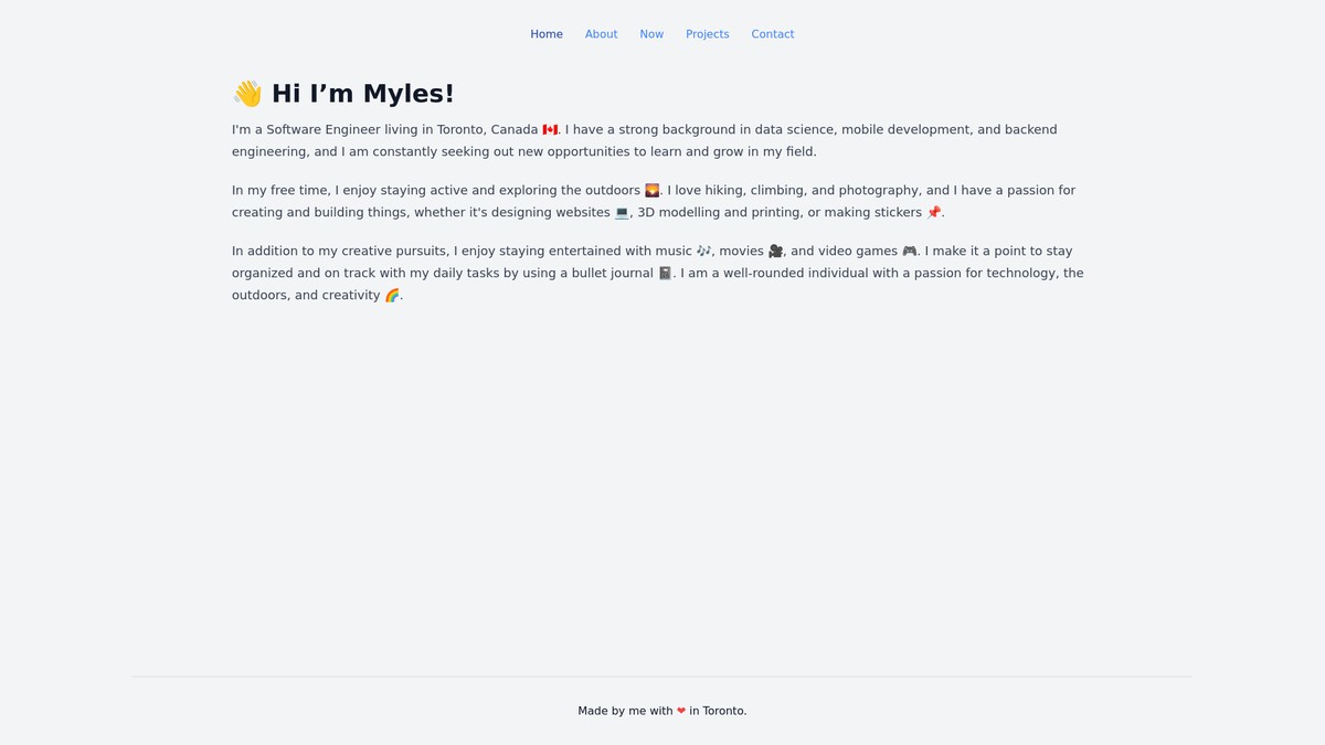 mylesb.ca screenshot