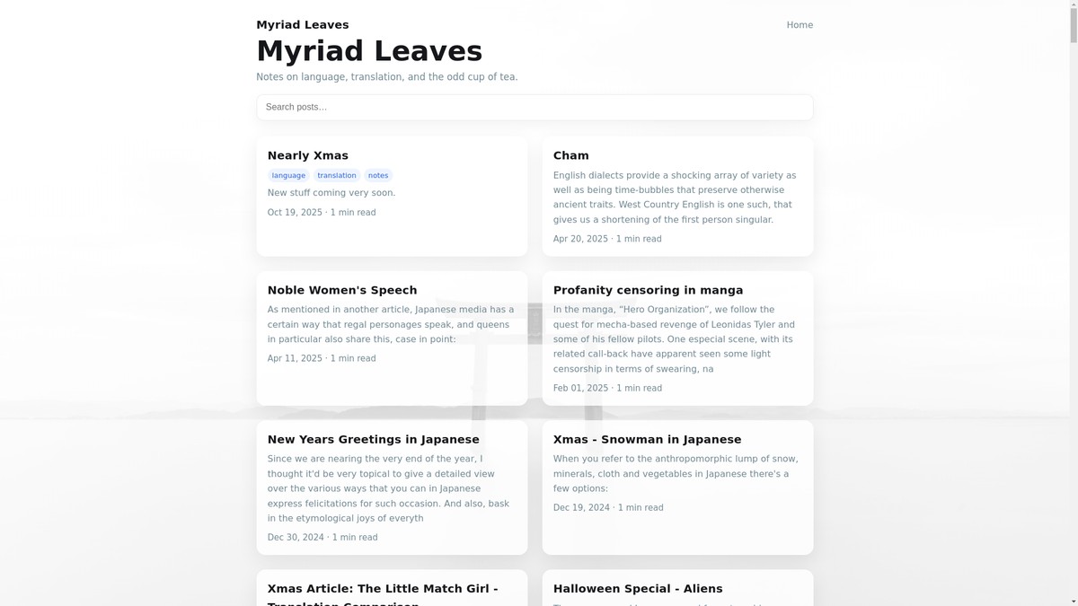 myriadleaves.eu screenshot