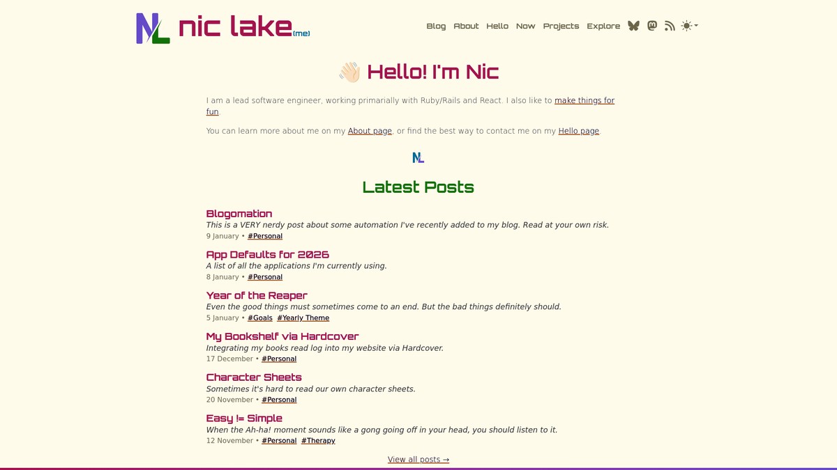 Screenshot of niclake.me