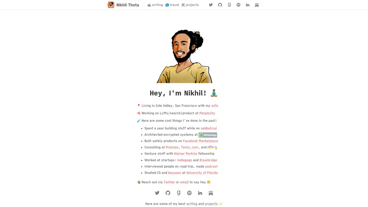 nikhilthota.com screenshot