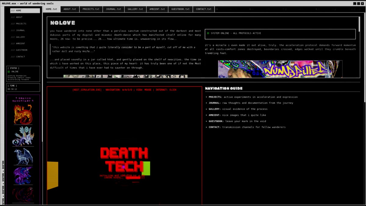 nolove.neocities.org screenshot