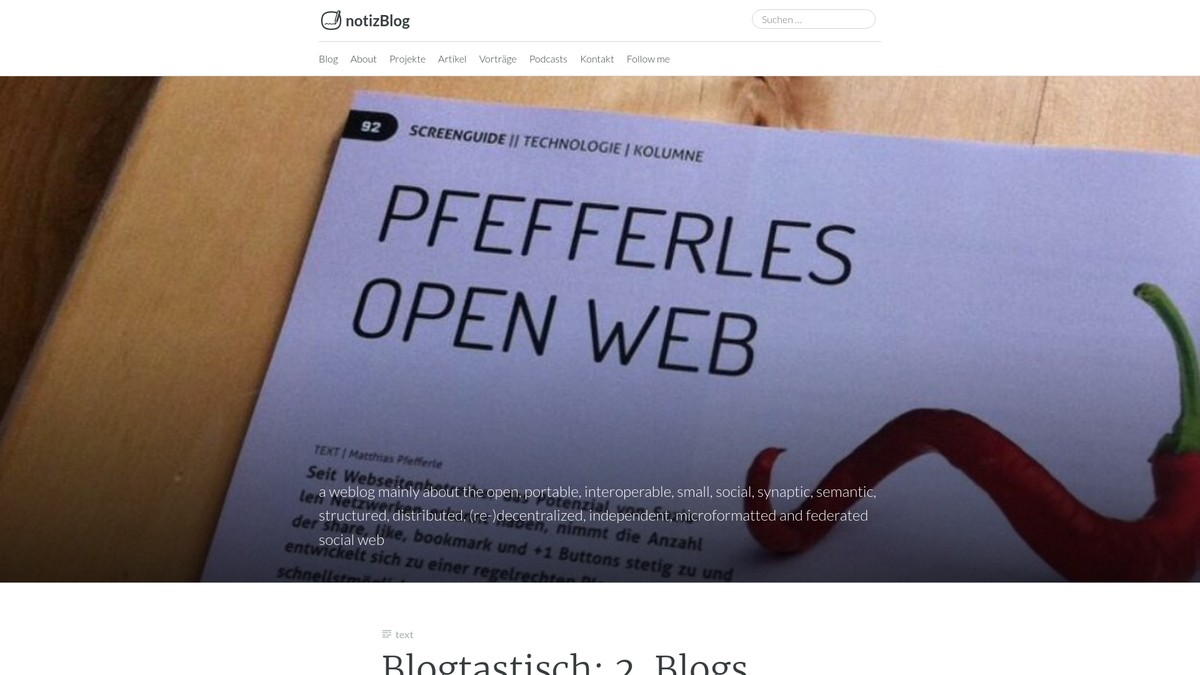 Screenshot of notiz.blog