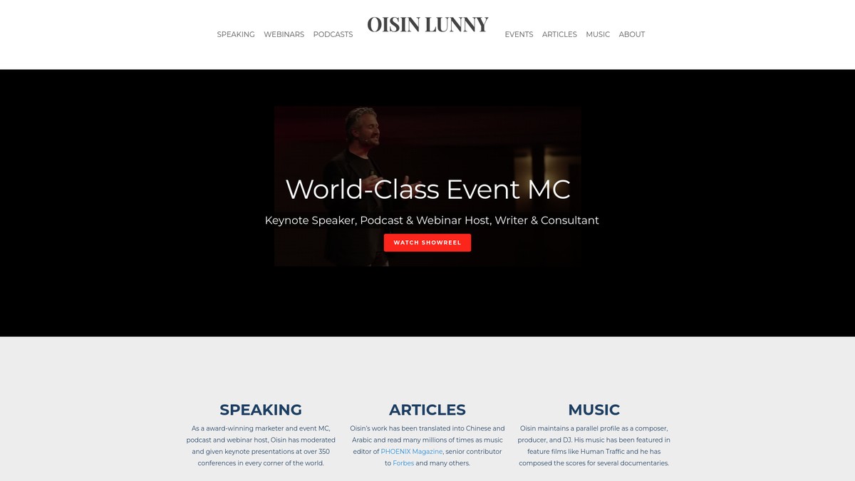 Screenshot of oisinlunny.com