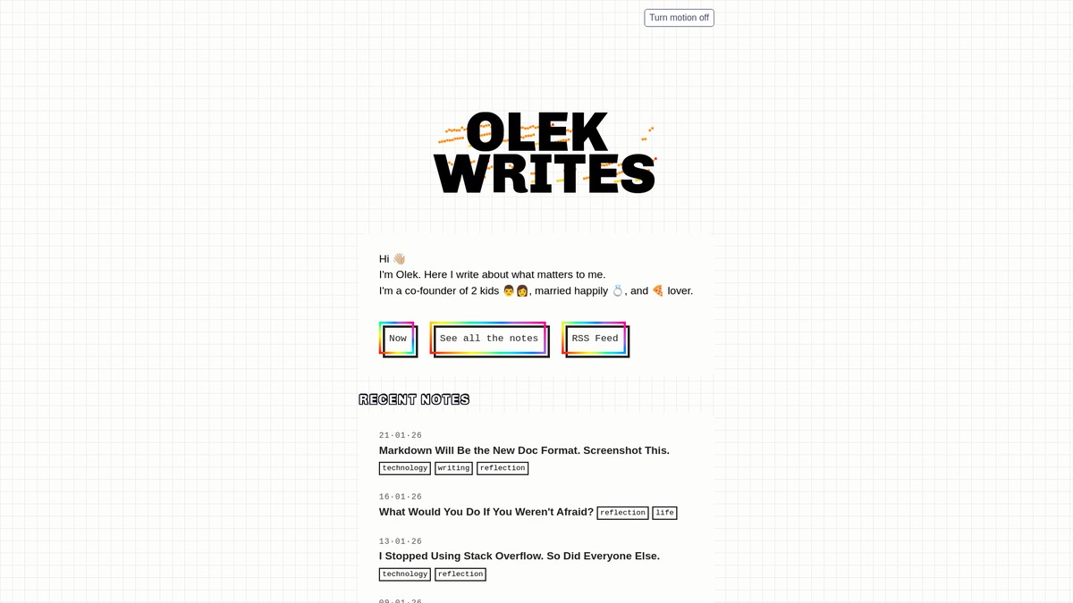olekwrites.com screenshot