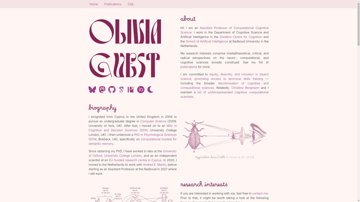 Screenshot of olivia.science