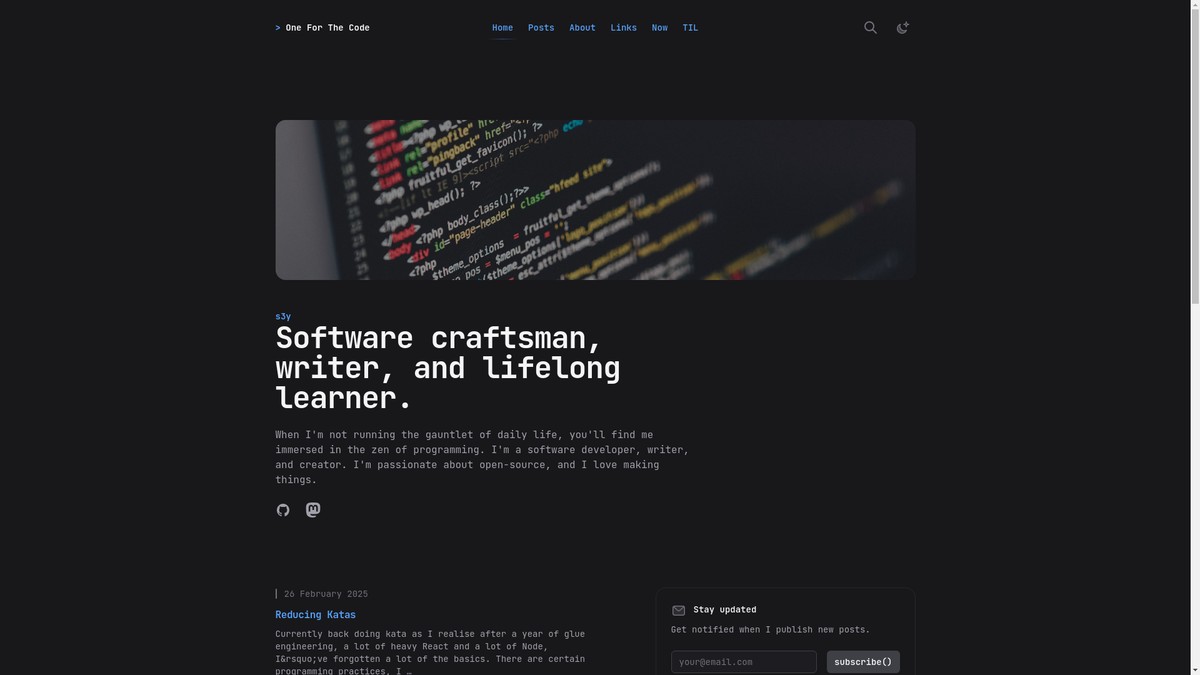 oneforthecode.com screenshot