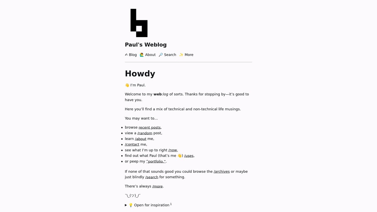 Screenshot of paul.af