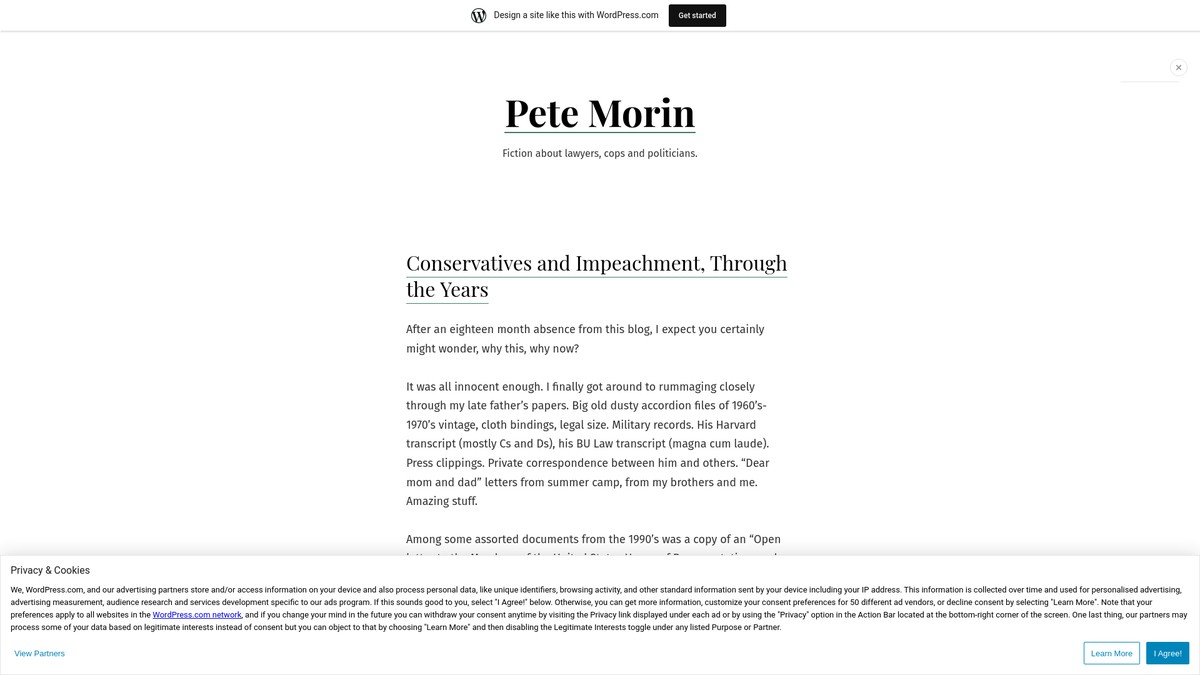 Screenshot of petemorin.wordpress.com