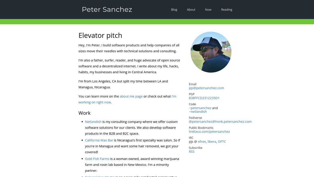 petersanchez.com screenshot