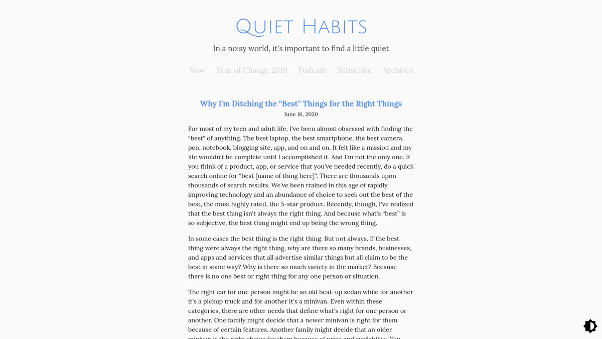 quiethabits.net screenshot