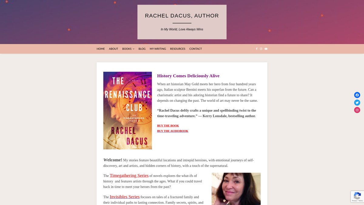 Screenshot of racheldacus.net