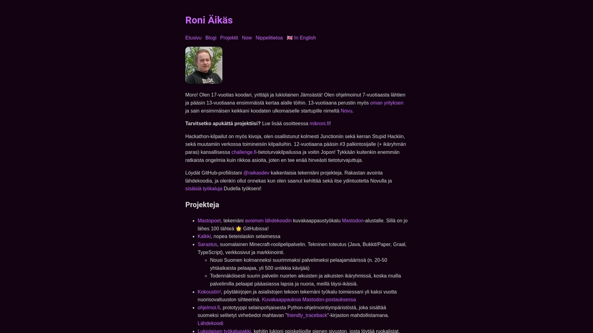 Screenshot of raikas.dev