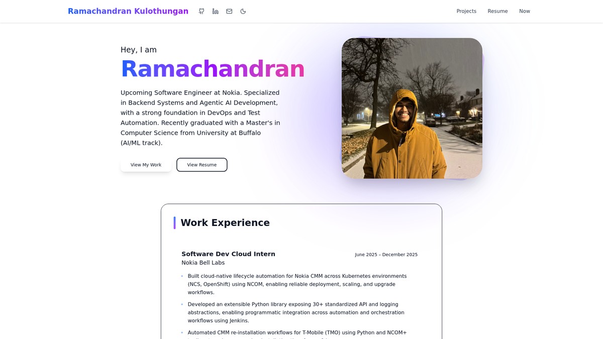 ramachandrankulothungan.github.io screenshot