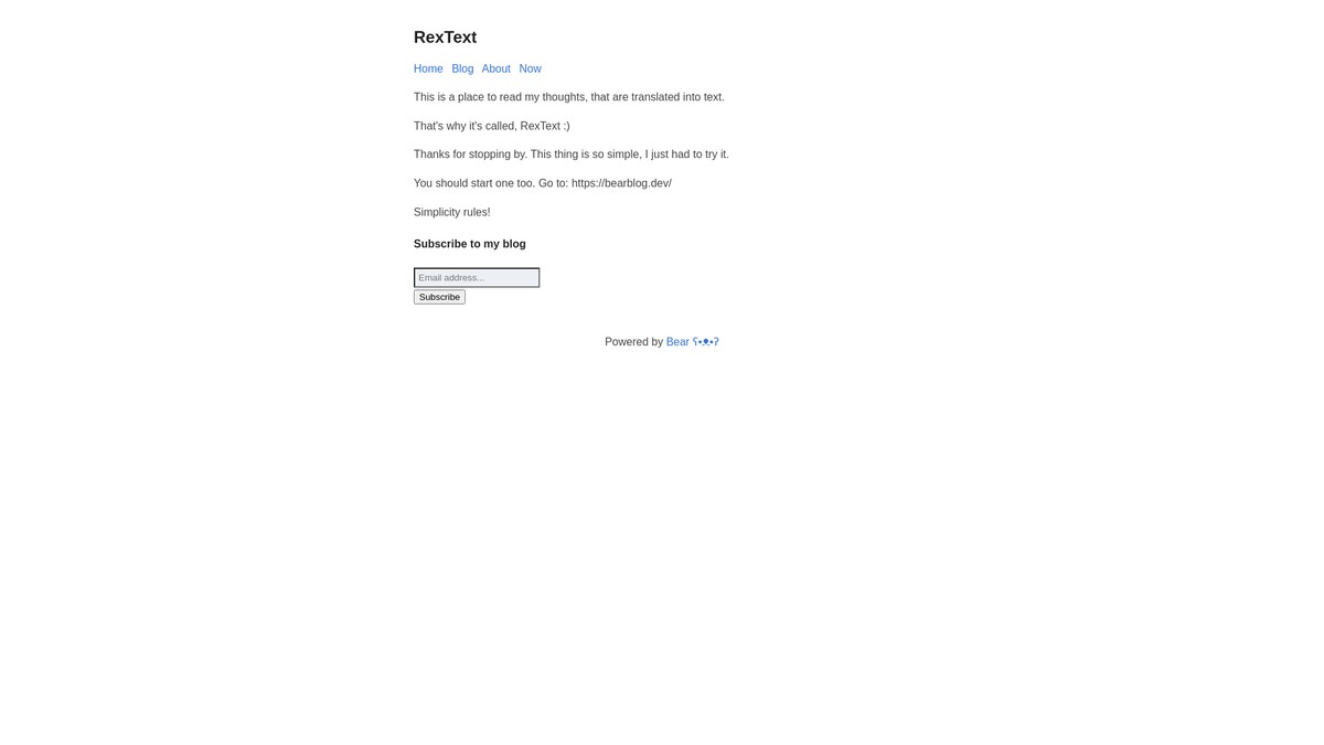 Screenshot of rextext.bearblog.dev