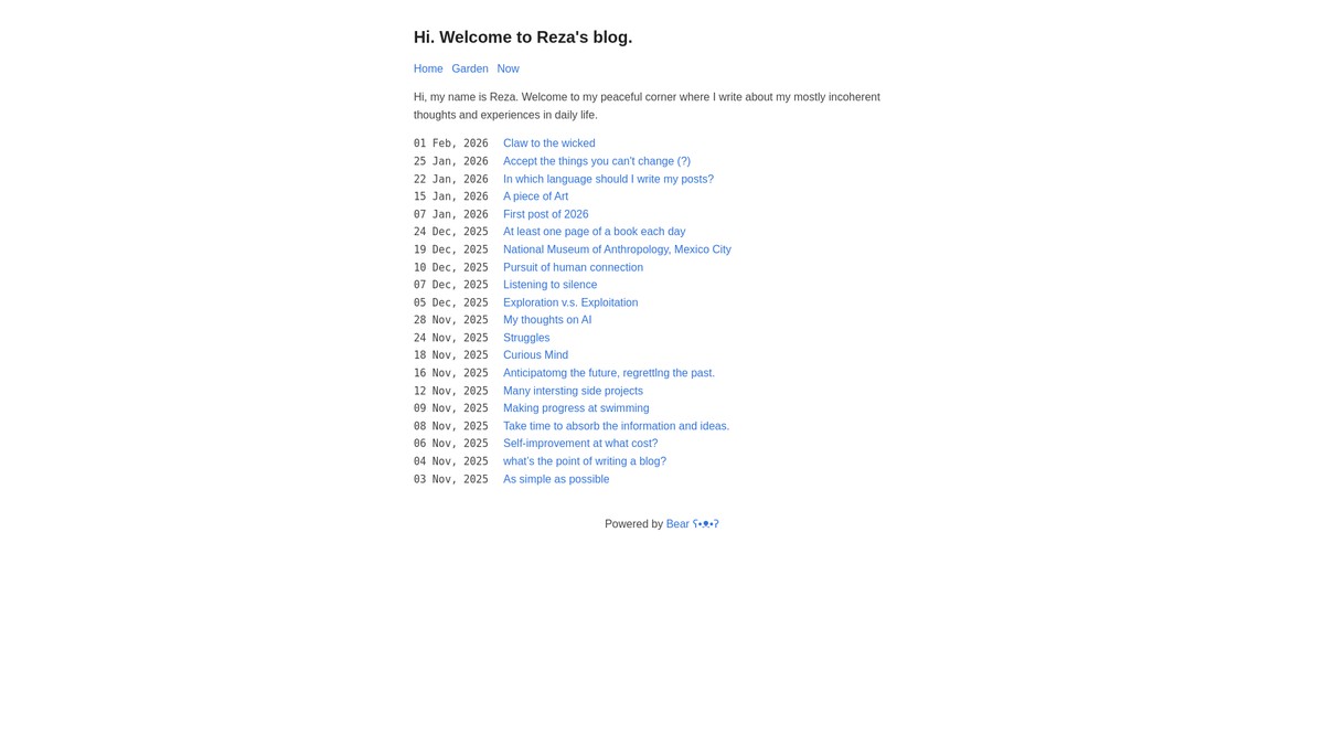Screenshot of rezanotes.bearblog.dev