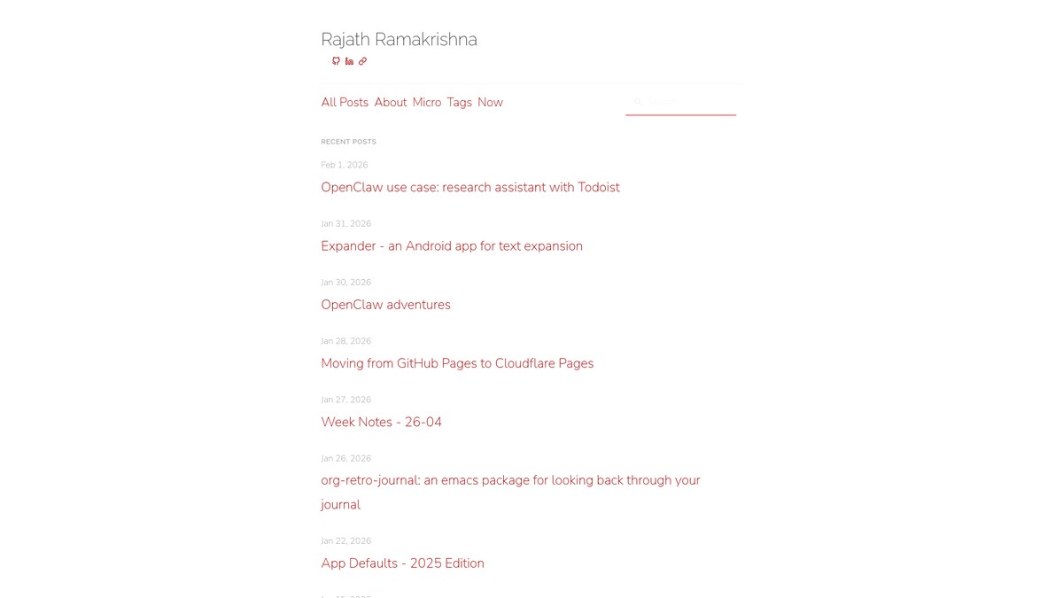 rrajath.com screenshot