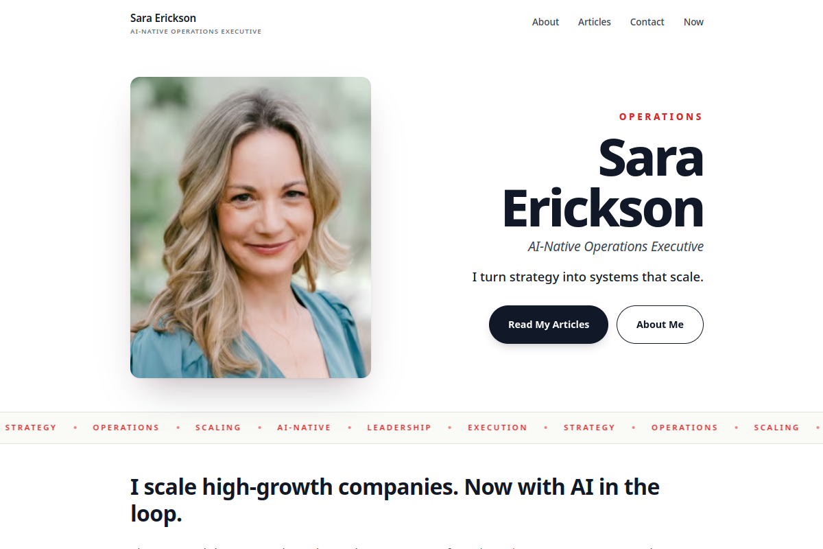 Screenshot of saraerickson.com