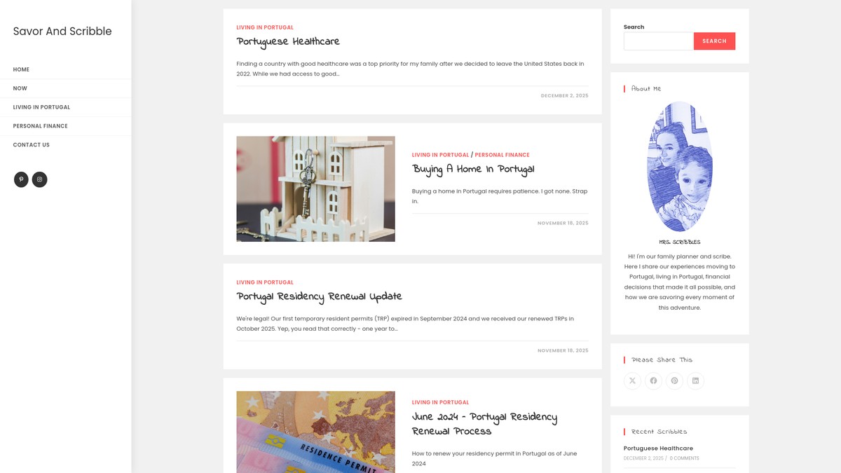 savorandscribble.com screenshot