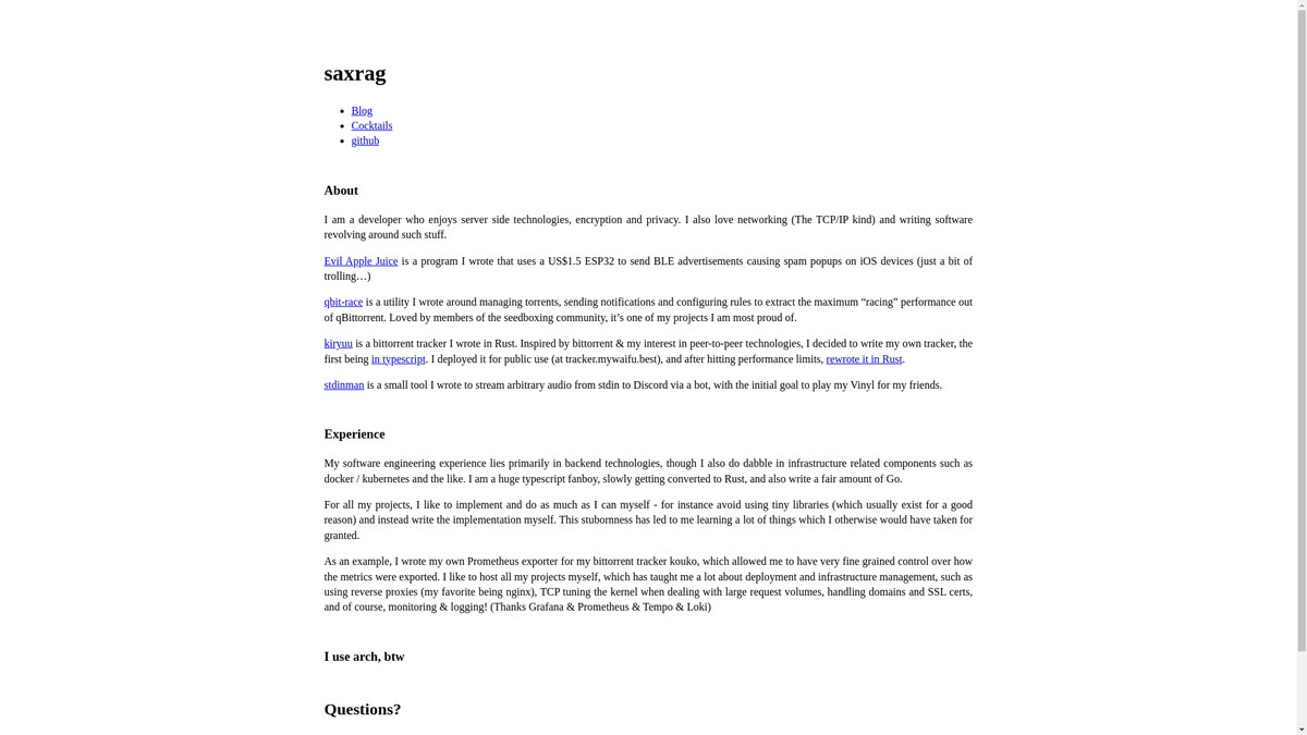 saxrag.com screenshot